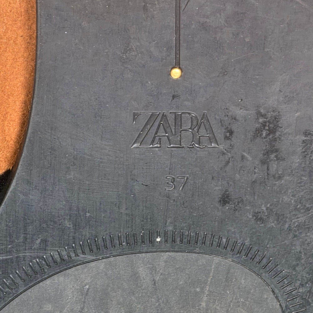 Zara Suede Crossover Toe Loop Flat Sandals Women's Size 37 US 6.5 Brown Slip On - Picture 6 of 8